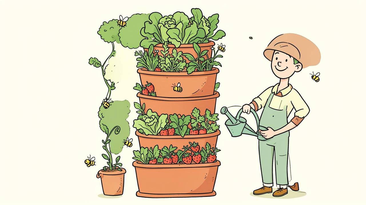 Coltivare un orto verticale in piccoli spazi Illustrazione su come coltivare un orto verticale in piccoli spazi urbani