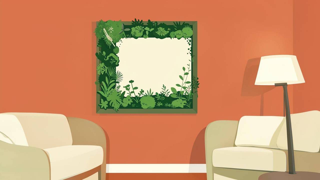 Quadri vegetali come decorazione d'interni Illustrazione di quadri vegetali usati come decorazione di una parete di casa