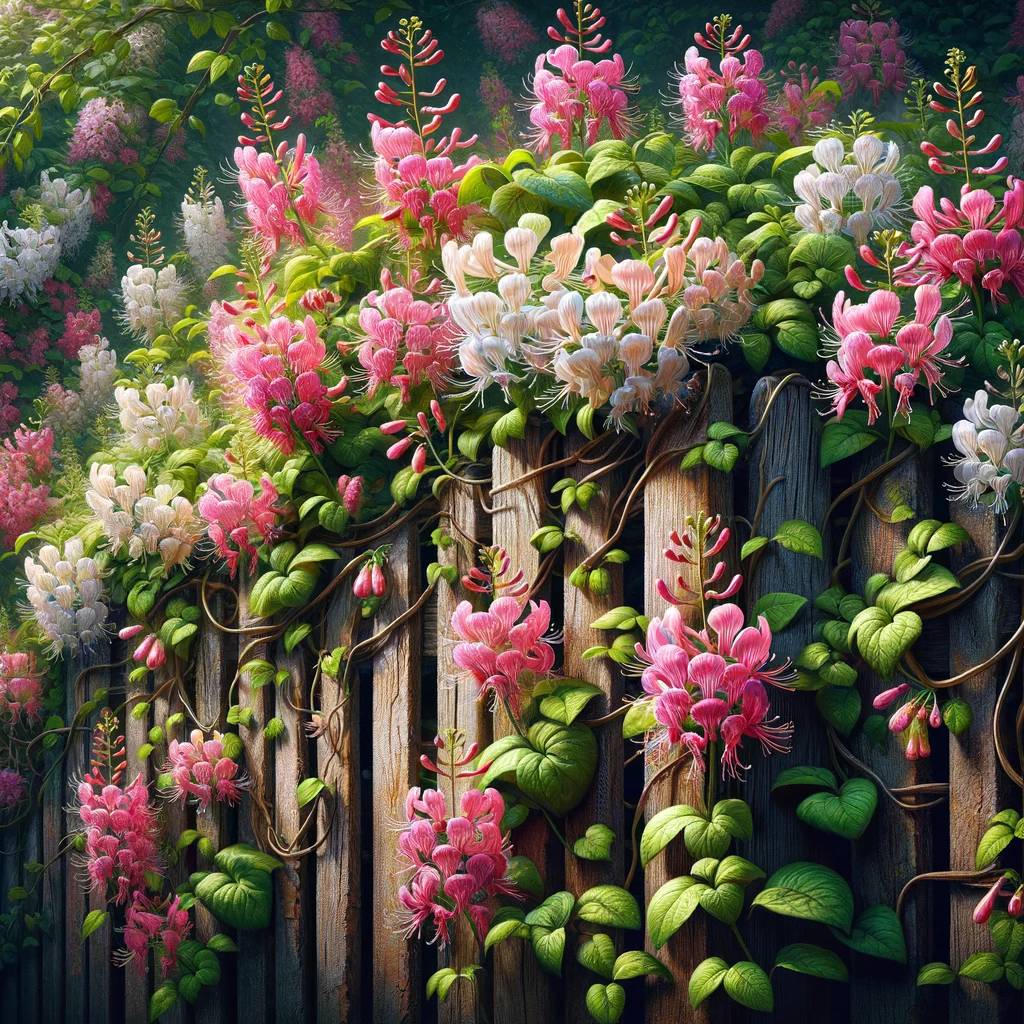 Primo piano del caprifoglio su un muro