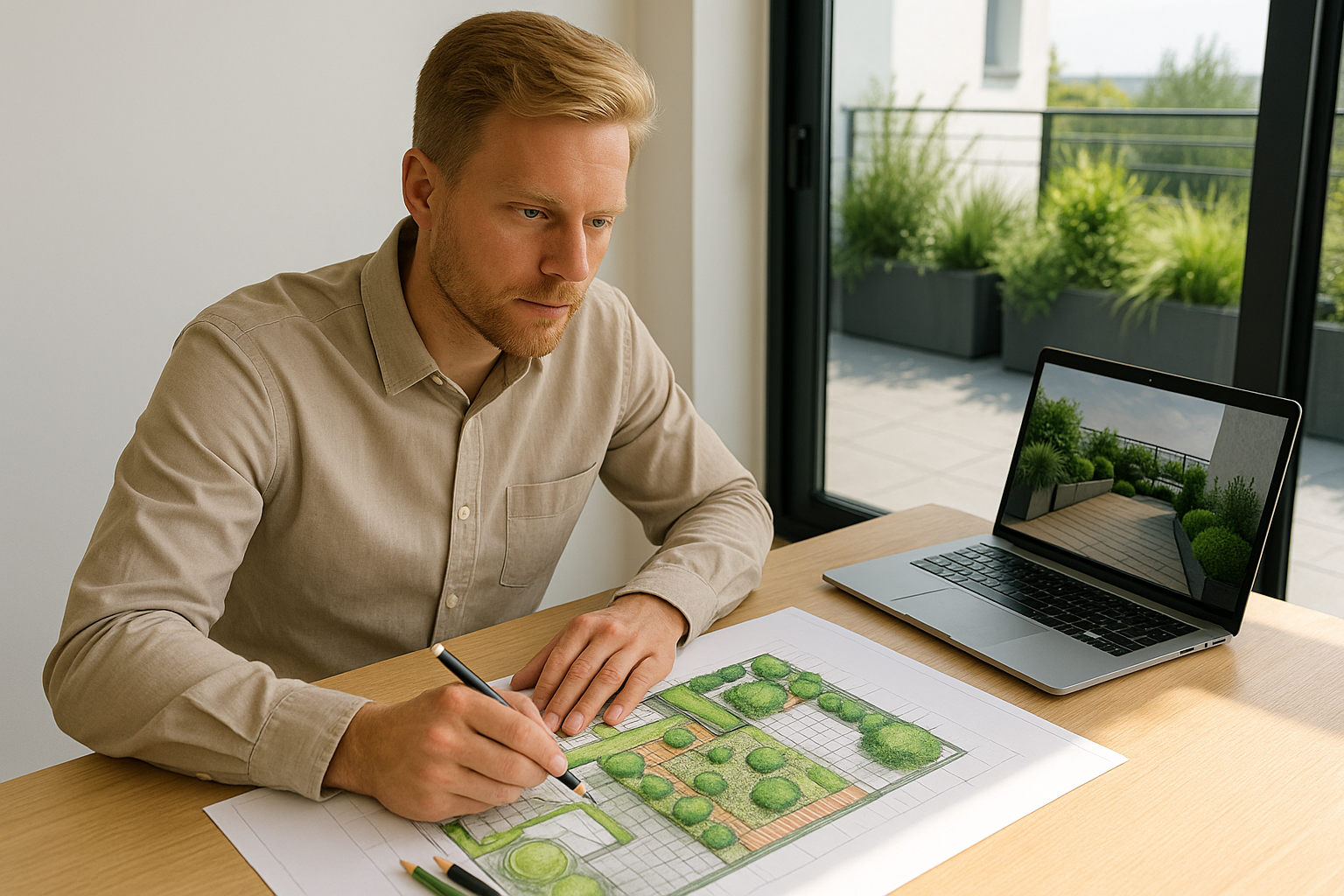 Architetto del verde che progetta
